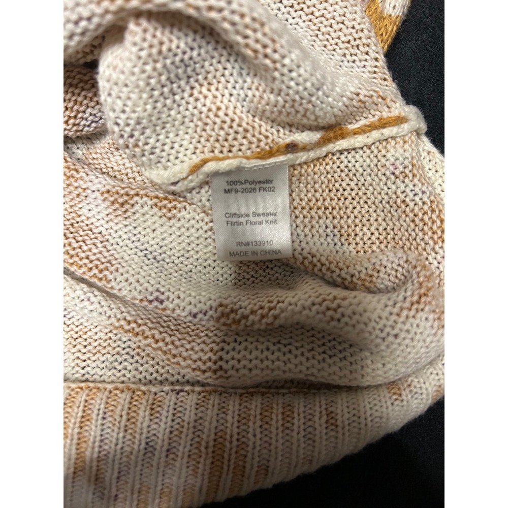 MUMU Floral Knit Sweater Mustard Yellow Long Sleeve‎ V Neck Women's Small - Picture 4 of 5